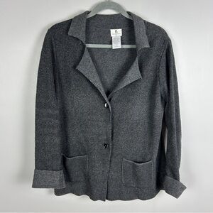 Benedetta B. Merino Cashmere Blazer Cardigan Grey Size Lg Charcoal Career Office